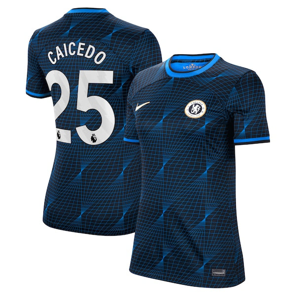 Mois¨¦s Caicedo Chelsea Nike Women's 2023/24 Away Stadium Replica Player Jersey - Navy/Blue - Image 2