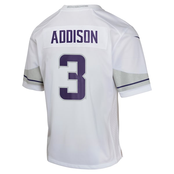 Jordan Addison Minnesota Vikings Nike Youth Alternate Game Jersey - White - Image 3