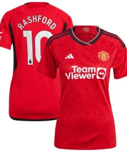 Marcus Rashford Manchester United adidas Women's 2023/24 Home Replica Player Jersey - Red/Green