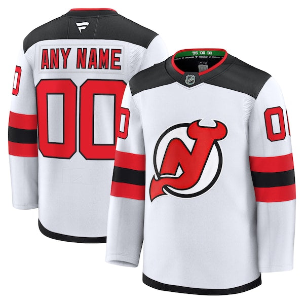 New Jersey Devils Away Premium Custom Jersey - White/Black/Red