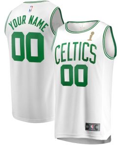 Alternative view of Boston Celtics  2024 NBA Finals Champions Custom Fast Break Jersey - White - Association Edition