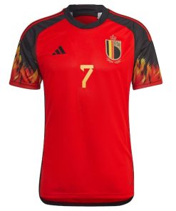 Alternative view of Kevin De Bruyne Belgium National Team adidas 2022/23 Home Replica Jersey - Red