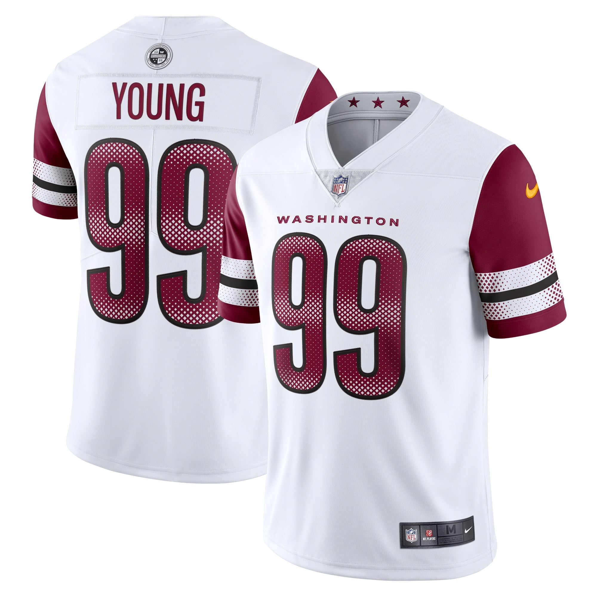 Chase Young Washington Commanders Nike Alternate Vapor Limited Jersey - Black/Burgundy/White - Image 8