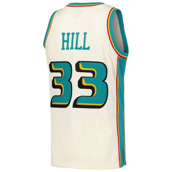 Grant Hill Detroit Pistons Chainstitch Swingman Jersey - Cream - Image 4
