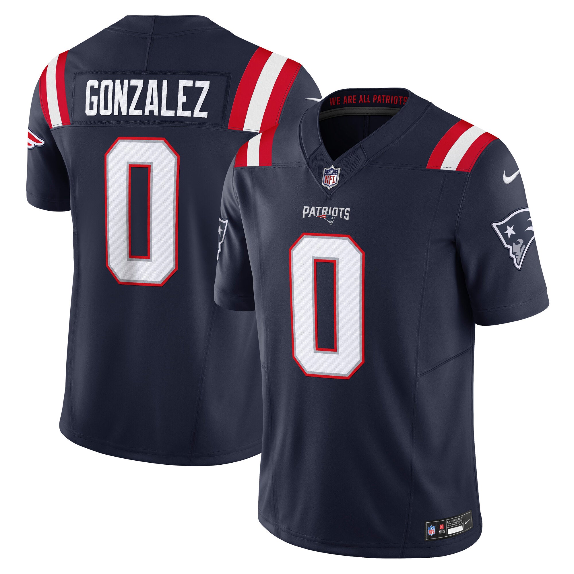 Christian Gonzalez New England Patriots Nike Alternate Vapor F.U.S.E. Limited Jersey - Red/Navy - Image 5