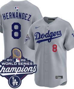 Enrique Hern¨¢ndez Los Angeles Dodgers Nike Home 2025 World Series Champions Replica Jersey - Grey