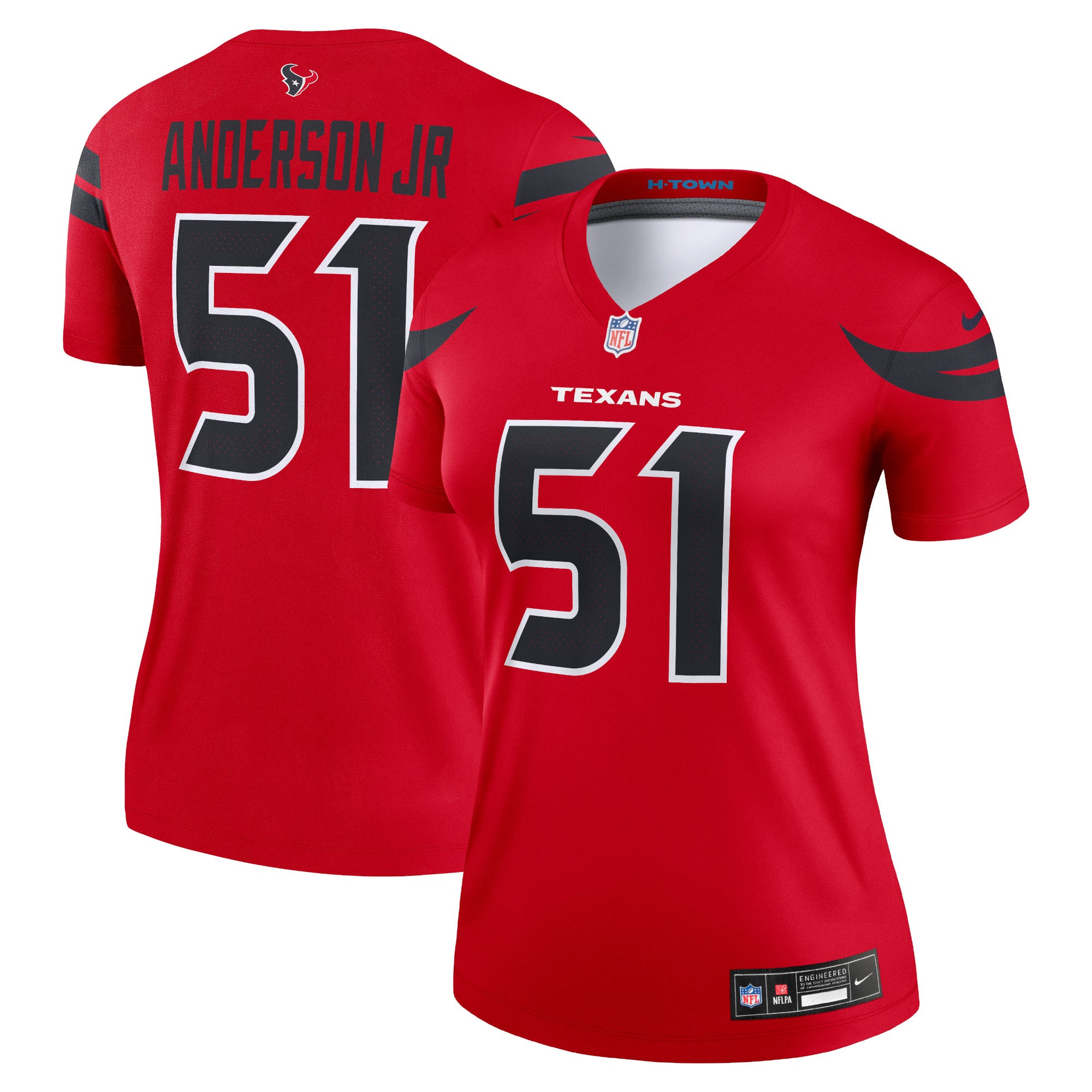 Will Anderson Jr. Houston Texans Nike Women's Alternate Legend Player Performance Top - Navy/Red - Image 6