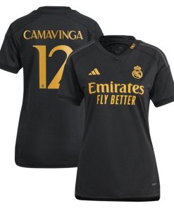 Eduardo Camavinga Los Merengues adidas Women's 2023/24 Third Replica Player Jersey - Black