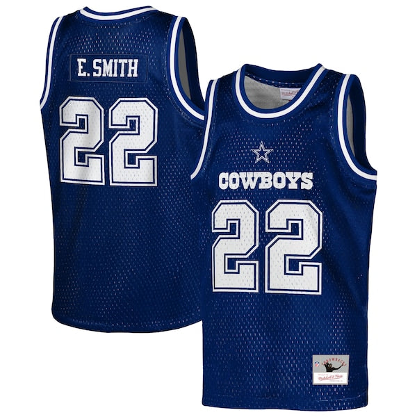 Emmitt Smith Dallas Cowboys Youth Retired Player NFL Basketball Fashion Jersey - Navy