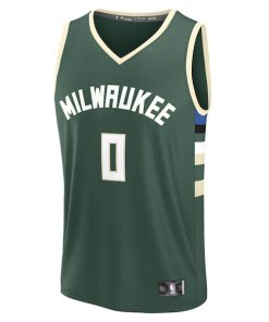 Alternative view of Damian Lillard Milwaukee Bucks  Fast Break Replica Player Jersey - Icon Edition - Hunter Green