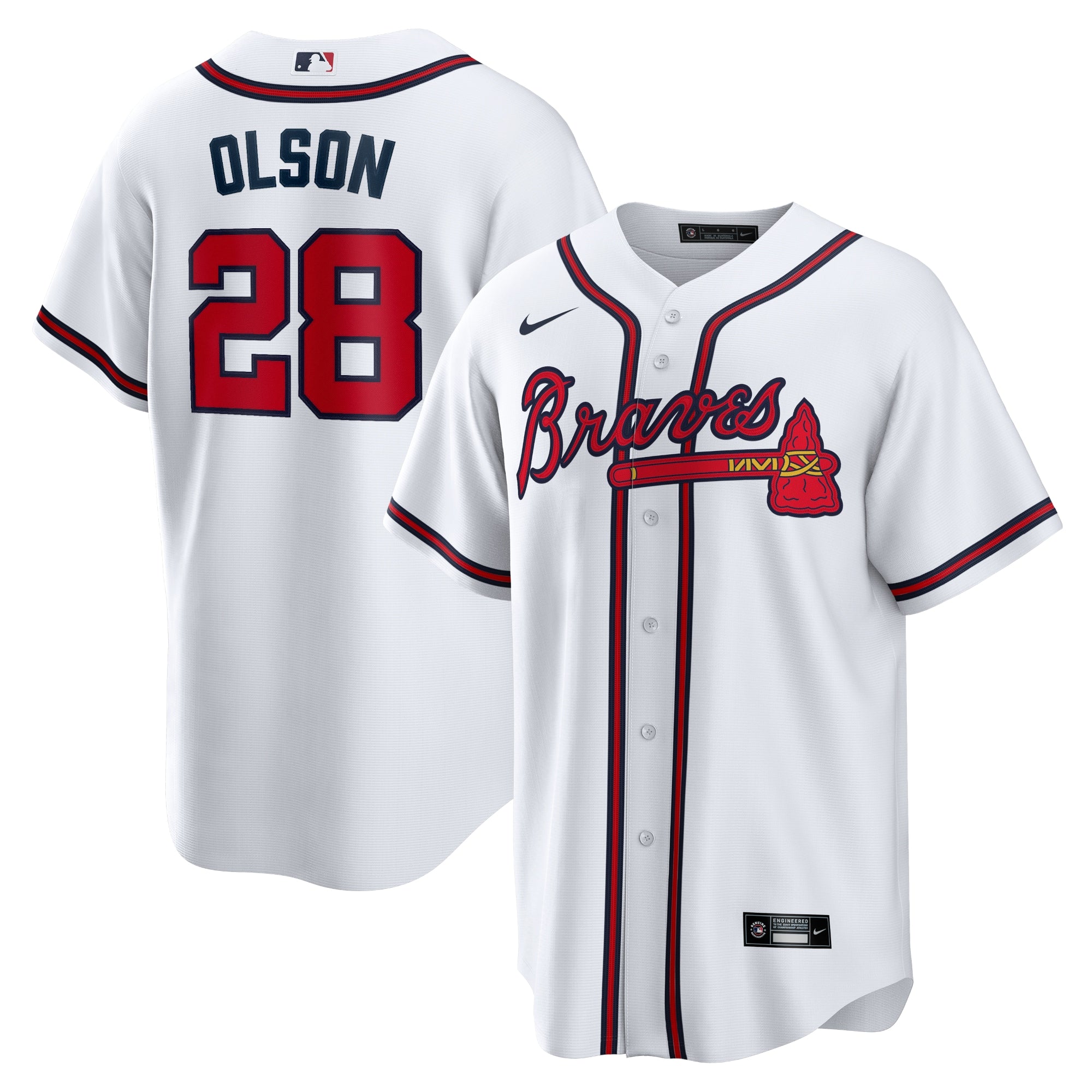 Matt Olson Atlanta Braves Nike Alternate Replica Player Jersey - Red/Navy/White - Image 4