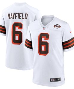 Alternative view of Baker Mayfield Cleveland Browns Nike 1946 Collection Alternate Game Jersey - White/Brown