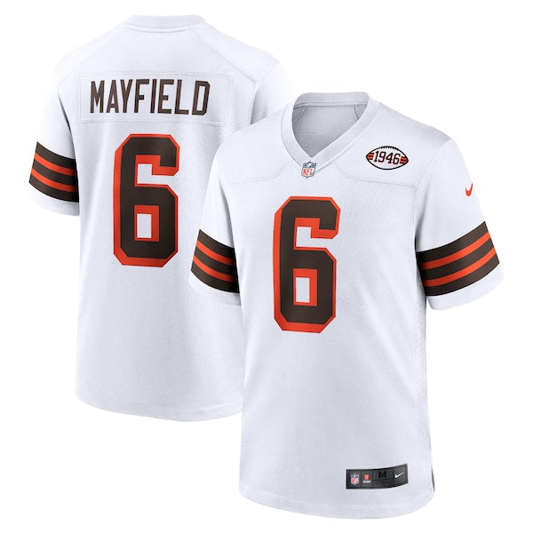 Baker Mayfield Cleveland Browns Nike 1946 Collection Alternate Game Jersey - White/Brown - Image 2