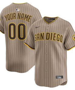 Alternative view of San Diego Padres Nike Alternate Limited Custom Jersey - Sand/White