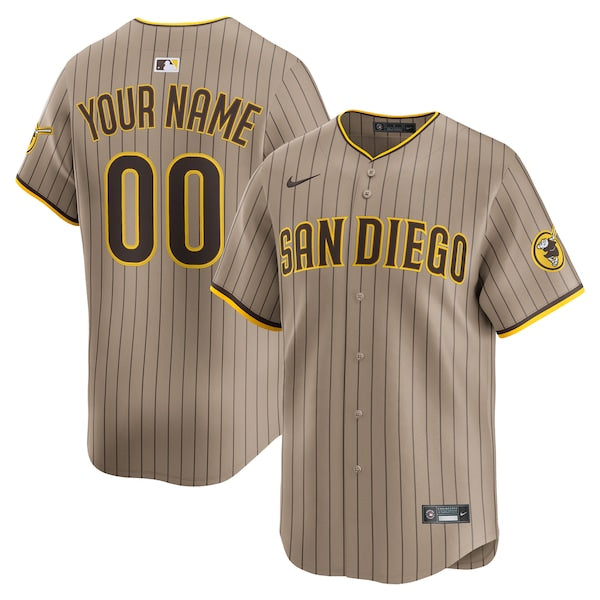 San Diego Padres Nike Alternate Limited Custom Jersey - Sand/White - Image 2