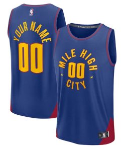 Alternative view of Denver Nuggets  Fast Break Custom Jersey Statement Edition - Blue/Navy