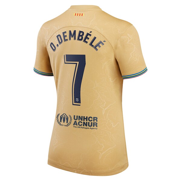 Ousmane Dembele Barcelona Nike Women's 2022/23 Away Replica Player Jersey - Gold - Image 3