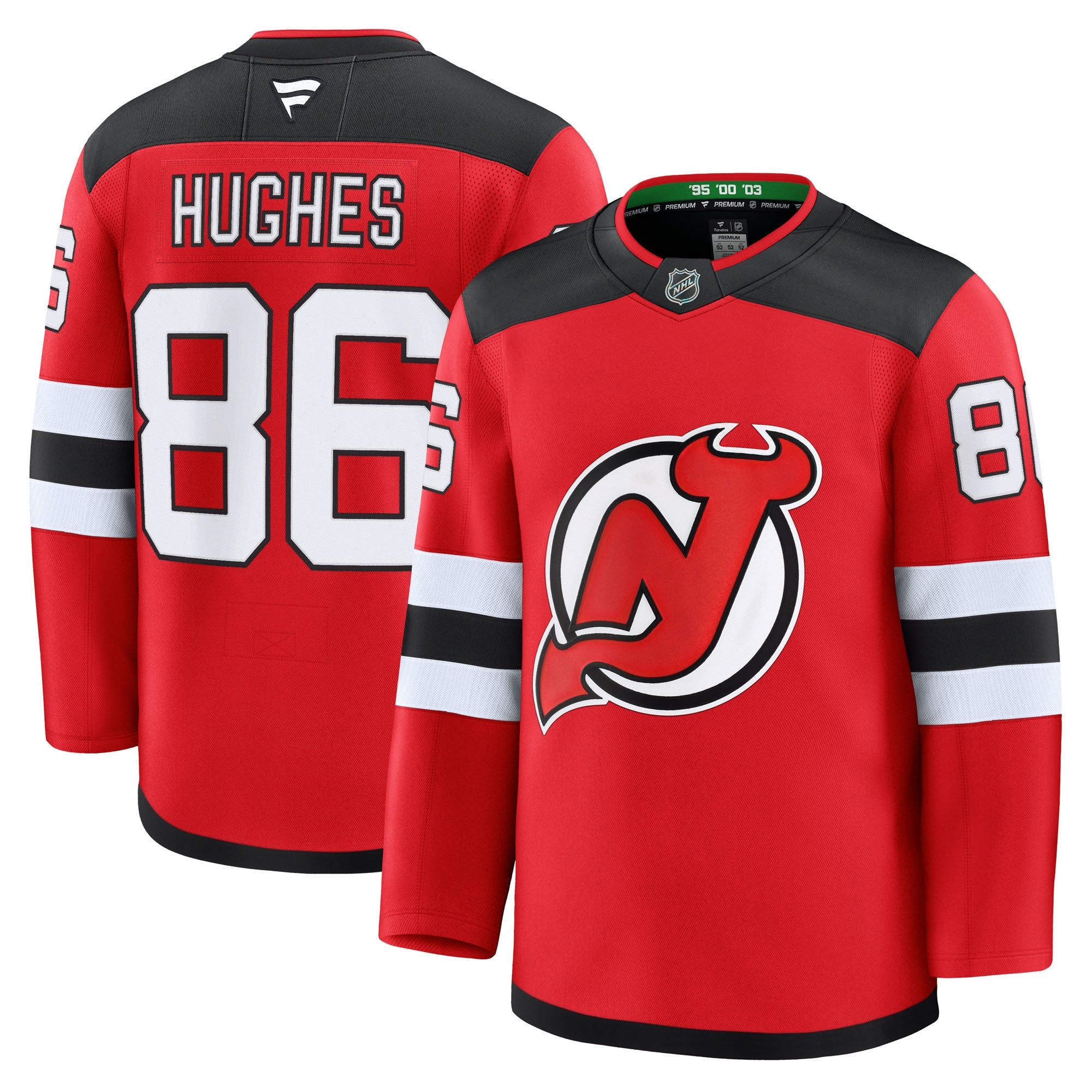 Jack Hughes New Jersey Devils Away Premium Jersey - White/Black/Red - Image 8