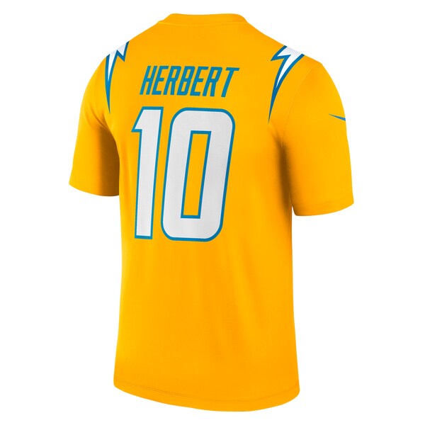 Justin Herbert Los Angeles Chargers Nike Alternate Charger Power Legend Player Performance Top - Gold/Navy - Image 4