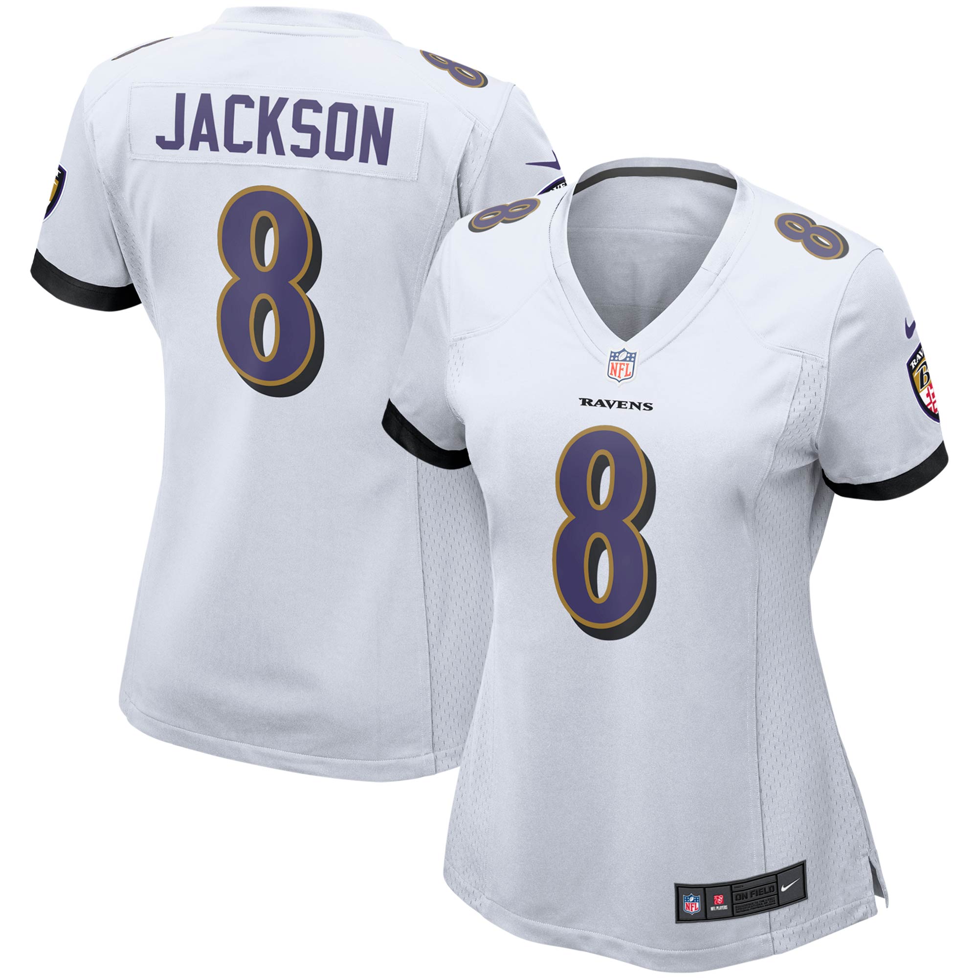 Lamar Jackson Baltimore Ravens Nike Women's Game Player Jersey - Purple/Black/White - Image 8