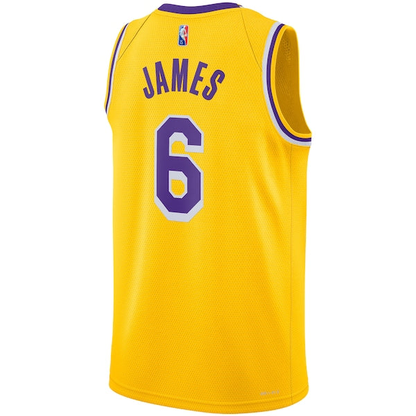 LeBron James Los Angeles Lakers Nike 2021/22 Diamond Swingman Jersey - Icon Edition - Gold - Image 3