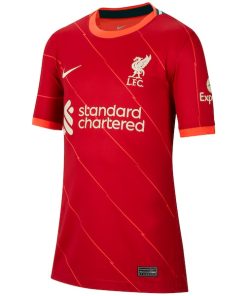 Alternative view of Liverpool Nike Youth 2021/22 Home Breathe Stadium Replica Custom Jersey - Red
