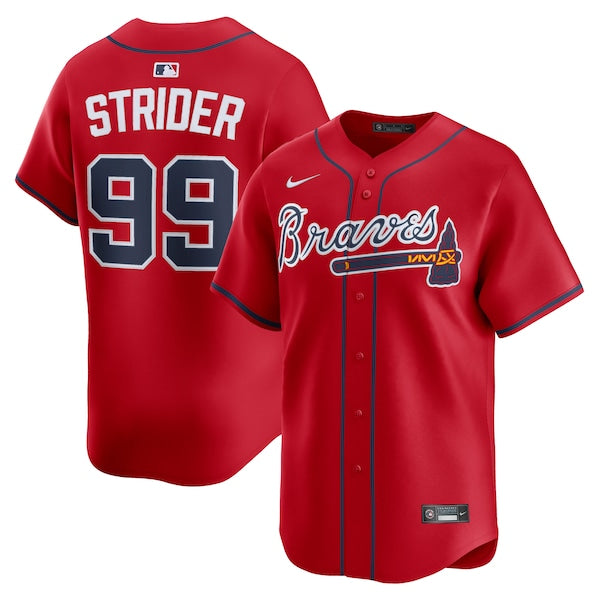 Spencer Strider Atlanta Braves Nike Alternate Limited Player Jersey - Red/White - Image 2