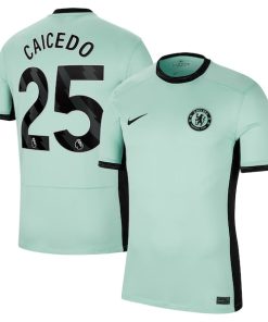 Alternative view of Mois¨¦s Caicedo Chelsea Nike 2023/24 Third Stadium Replica Player Jersey - Mint/Blue/Navy