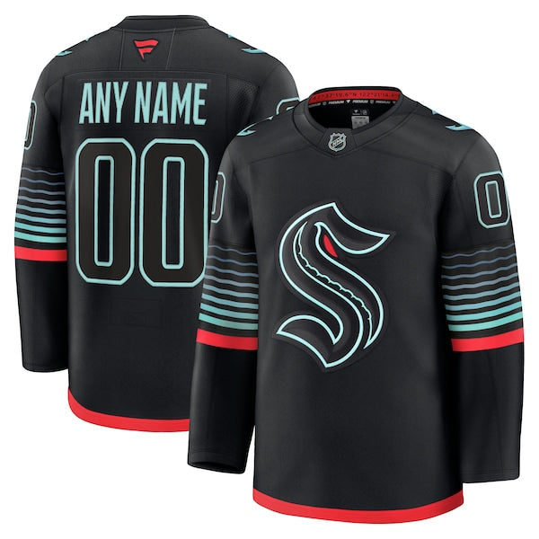 Seattle Kraken Alternate Premium Custom Jersey - Black/Navy/White - Image 2