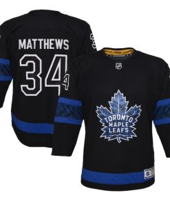 Alternative view of Auston Matthews Toronto Maple Leafs Youth Alternate Premier Player Jersey - Black/Blue