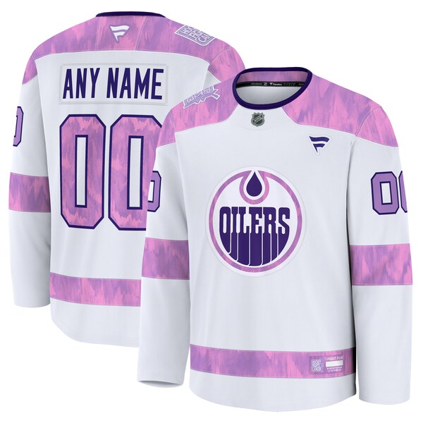 Edmonton Oilers 2024 Hockey Fights Cancer Custom Practice Jersey - White