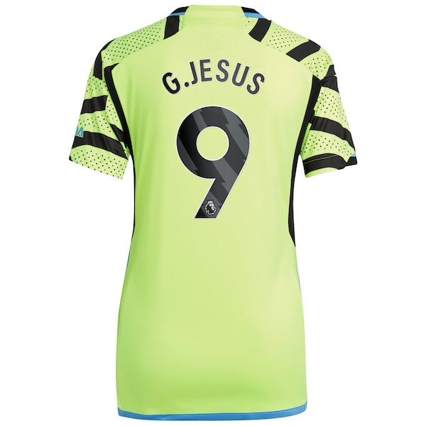 Gabriel Jesus Arsenal adidas Women's 2023/24 Away Replica Player Jersey - Yellow/Green/Red - Image 4