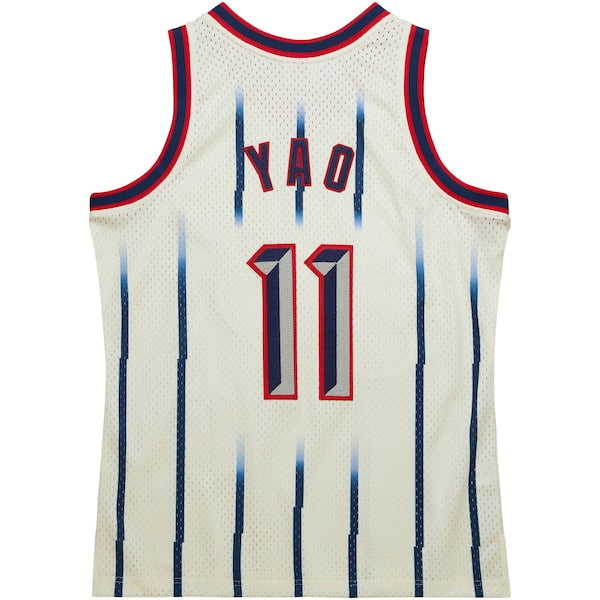 Yao Ming Houston Rockets Chainstitch Swingman Jersey - Cream - Image 6