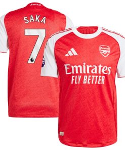 Alternative view of Bukayo Saka Arsenal adidas 2025/26 Away Authentic Player Jersey - Blue/Red