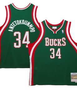 Alternative view of Giannis Antetokounmpo Milwaukee Bucks  2013/14 Hardwood Classics Swingman Jersey - Hunter Green