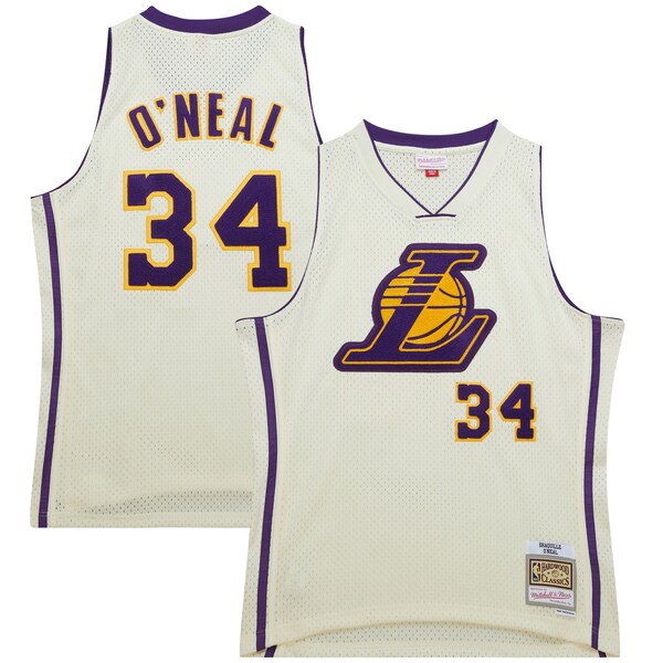 Shaquille O'Neal Los Angeles Lakers Chainstitch Swingman Jersey - Cream - Image 2