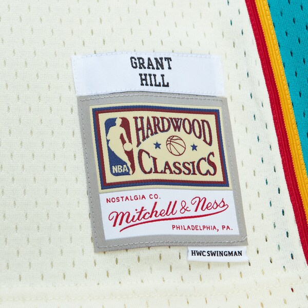Grant Hill Detroit Pistons Chainstitch Swingman Jersey - Cream - Image 2