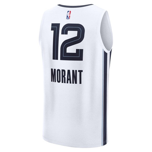 Ja Morant Memphis Grizzlies Fast Break Replica Player Jersey - Association Edition - White - Image 3