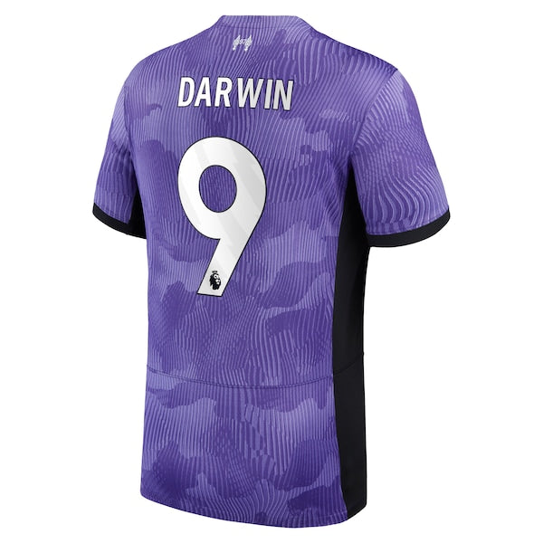 Darwin N¨²?ez Liverpool Nike Youth 2023/24 Third Stadium Replica Player Jersey - Purple - Image 3