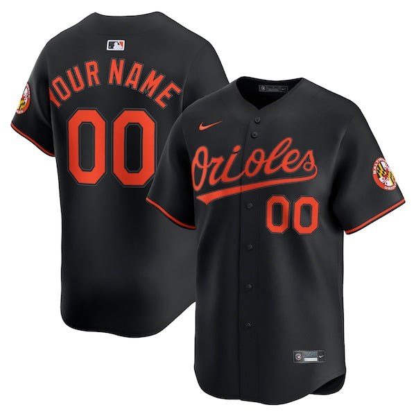 Baltimore Orioles Nike Alternate Limited Custom Jersey - Black/White - Image 2