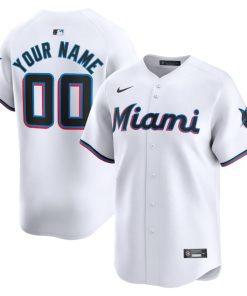 Miami Marlins Nike Home Limited Custom Jersey - White