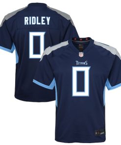 Alternative view of Calvin Ridley Tennessee Titans Nike Youth Team Game Jersey - Navy/Light Blue