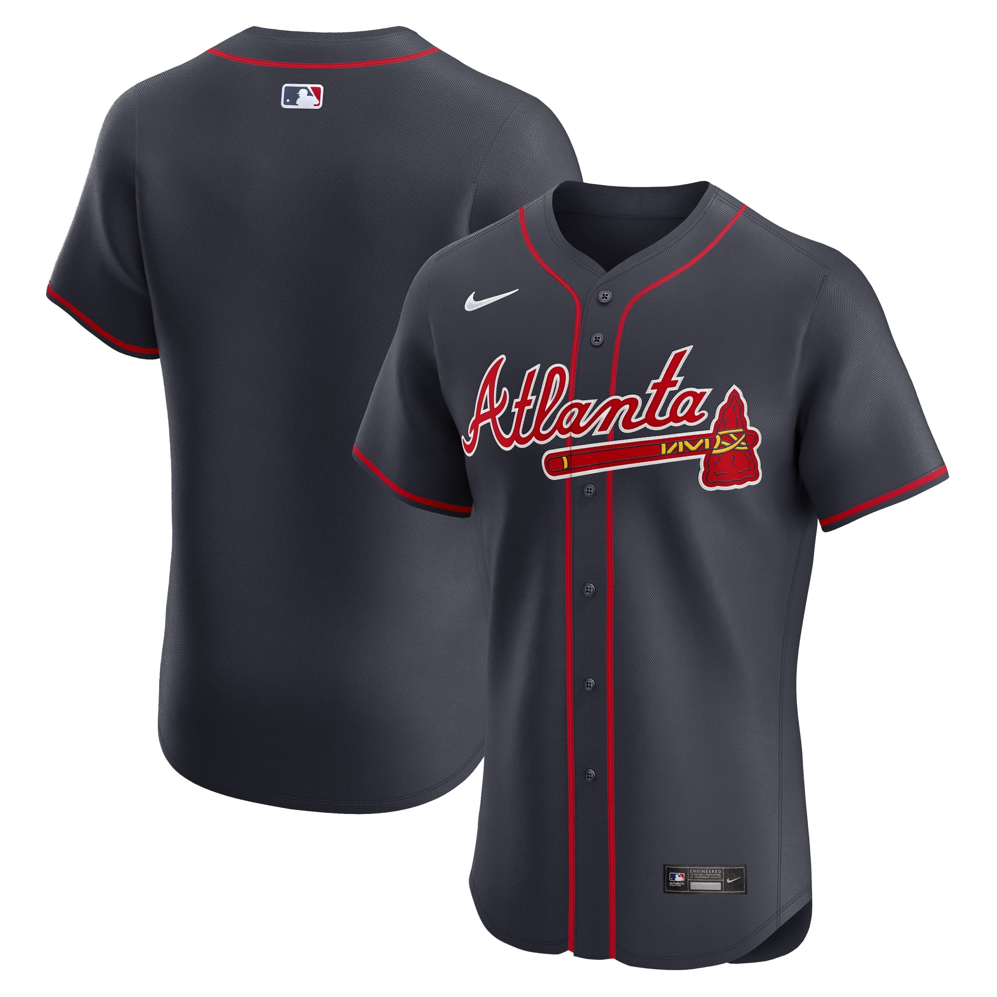 Atlanta Braves Nike Home Elite Jersey - White/Red/Navy - Image 6