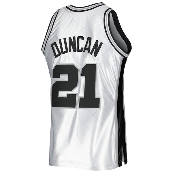 Tim Duncan San Antonio Spurs 1998/99 Hardwood Classics 75th Anniversary Swingman Jersey - Platinum - Image 3