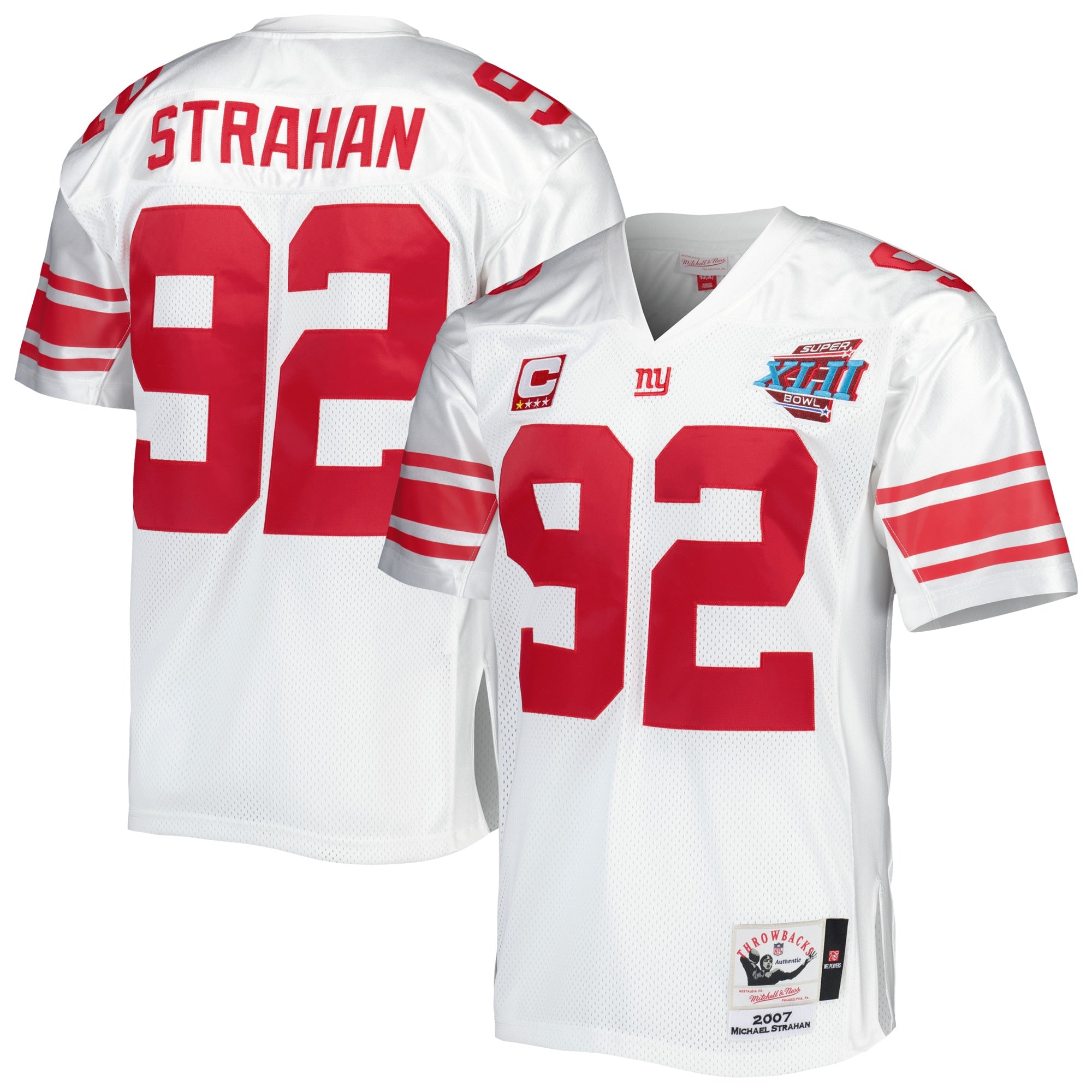 Michael Strahan New York Giants 1993 Authentic Throwback Retired Player Jersey - Royal/White - Image 9