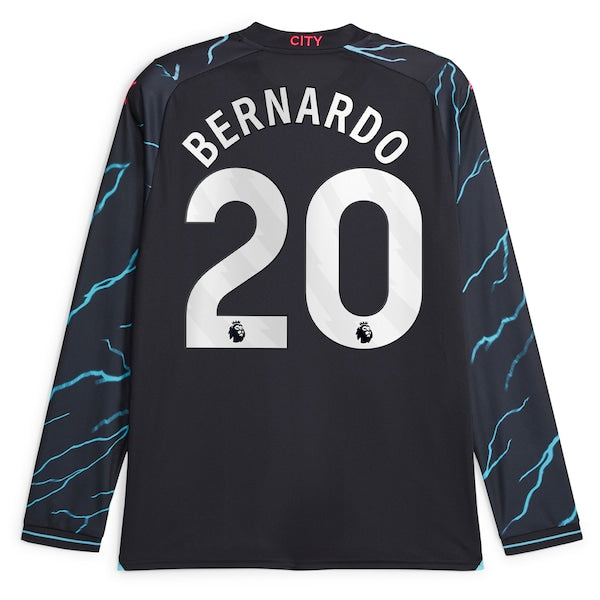 Bernardo Silva Manchester City Puma 2023/24 Third Long Sleeve Replica Player Jersey - Navy - Image 3