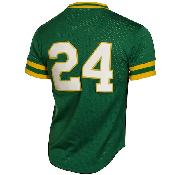 Rickey Henderson Oakland Athletics 1991 Cooperstown Mesh Batting Practice Jersey - Green - Image 4