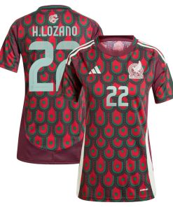 Hirving Lozano Mexico National Team adidas Women's 2024 Home Replica Player Jersey - Burgundy/Green