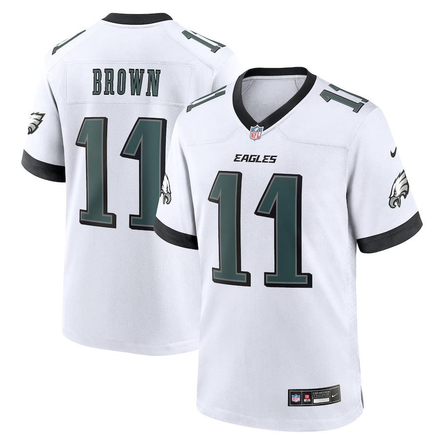 A.J. Brown Philadelphia Eagles Nike Game Jersey - White/Black/Green - Image 2