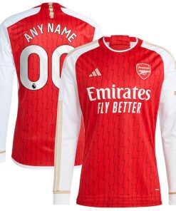Arsenal adidas 2023/24 Home Replica Custom Long Sleeve Jersey - Red